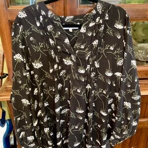 Alfred Sung Floral Black Blouse XXL